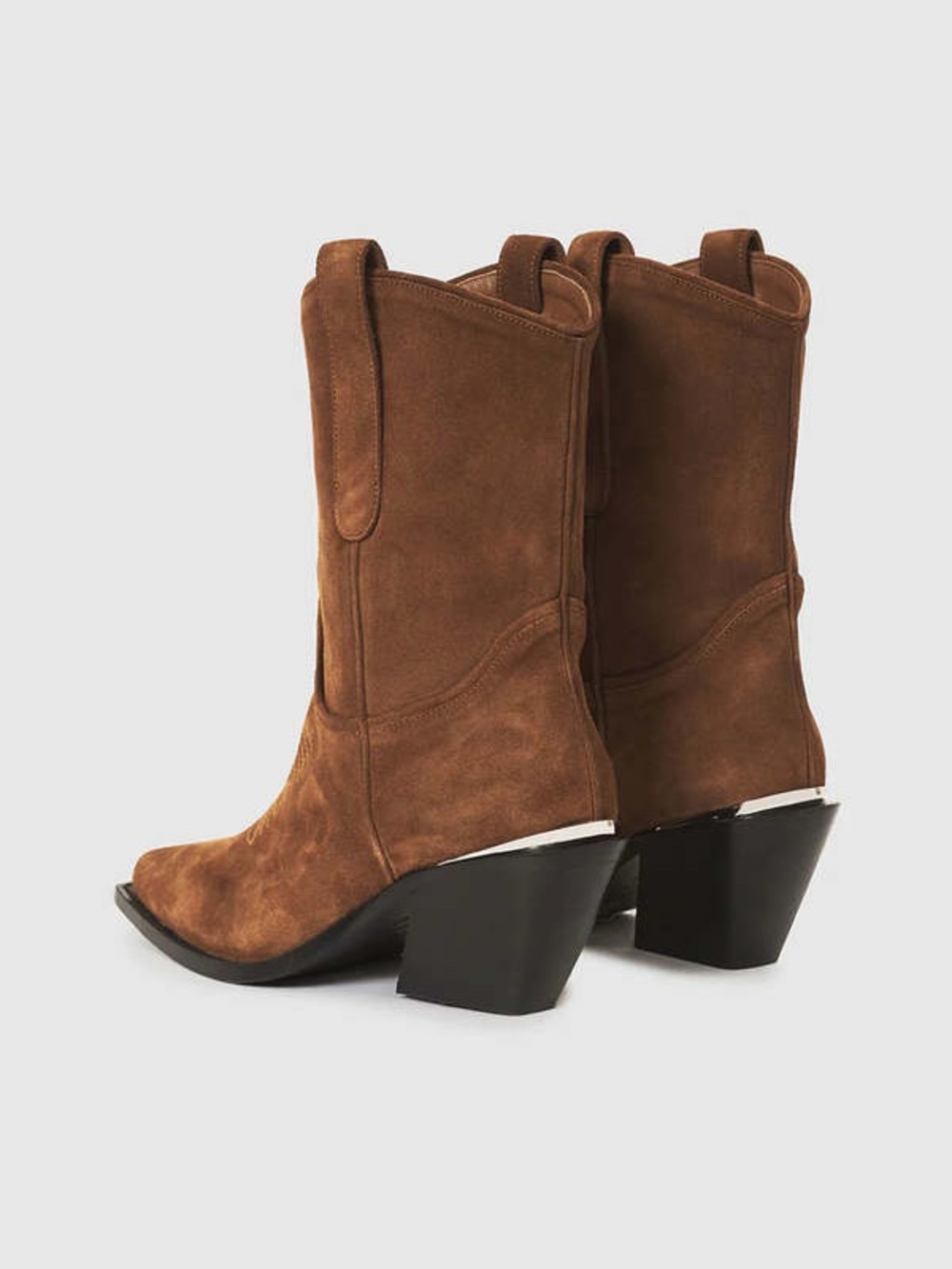 Anine Bing Tania Brown Suede Western Cowboy Heeled Boots - Picture 3 of 14